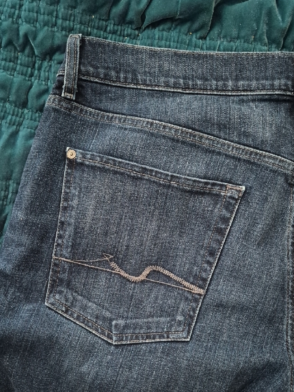 7 For All Mankind Dark Blue Slim Straight Jeans Men's 36 - Picture 4 of 7